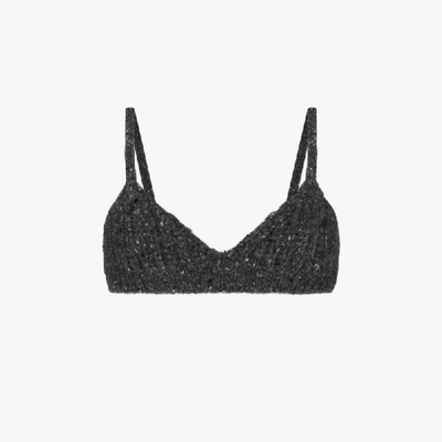 Shop Alanui Fancy Ribbed Knit Bralette In Grey