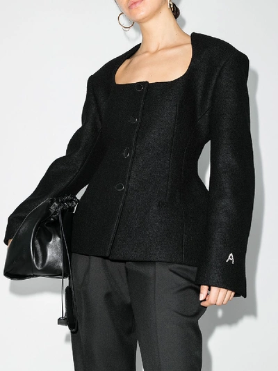 Shop Anouki Fitted Wool Jacket In Black