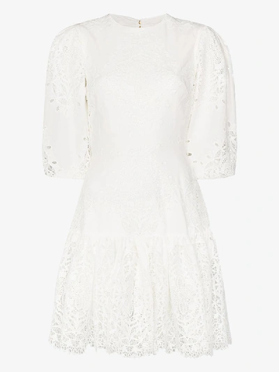 Shop Borgo De Nor Tabitha Cutout Back Lace Mini Dress In White