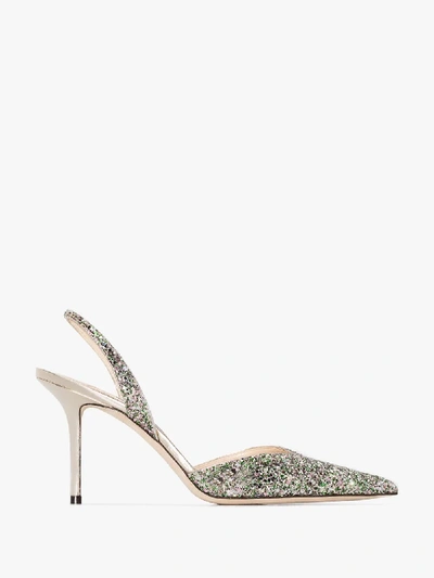 Shop Jimmy Choo Multicoloured Thandi 85 Glitter Pumps In Green