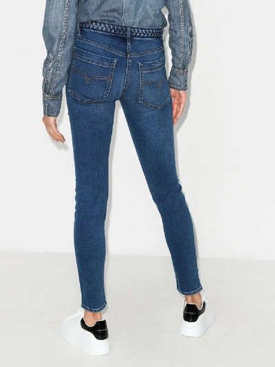 Shop Valentino Braided Waistband Skinny Jeans In Blue