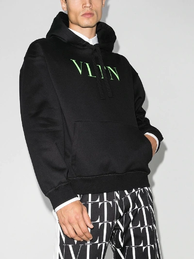 Valentino Logo-print Loopback Cotton-blend Jersey Hoodie In Black | ModeSens