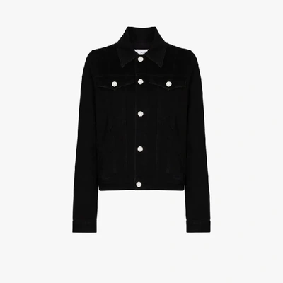 Shop Givenchy Logo Print Denim Jacket In Black