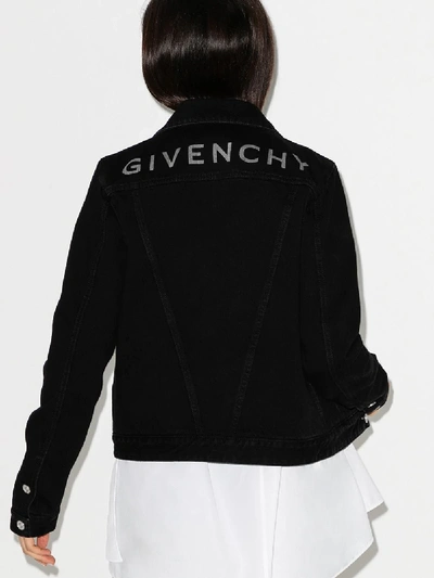Shop Givenchy Logo Print Denim Jacket In Black