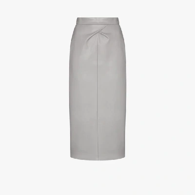 Shop Anouki Vegan Leather Pencil Skirt In Grey