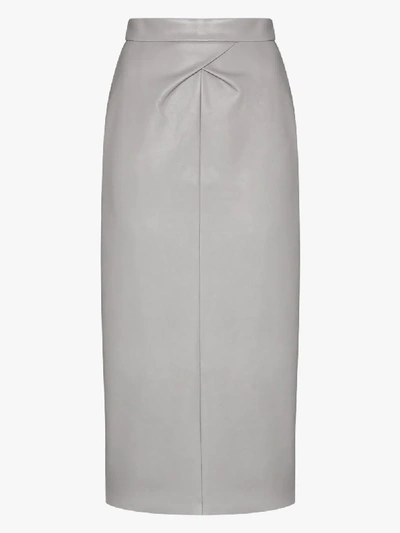 Shop Anouki Vegan Leather Pencil Skirt In Grey