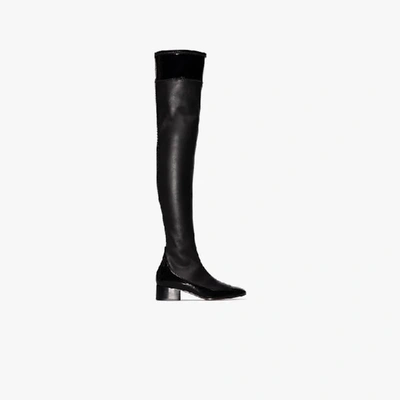 Shop Loewe Black Stretch 40 Thigh-high Leather Boots