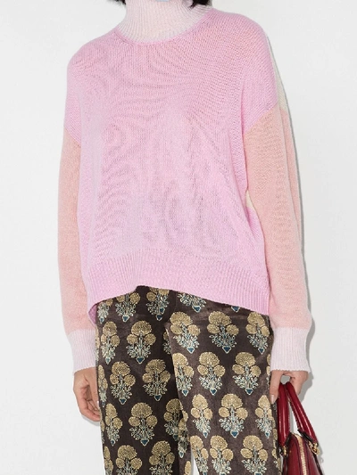 Shop Marni Pink Colour Block Cashmere Sweater