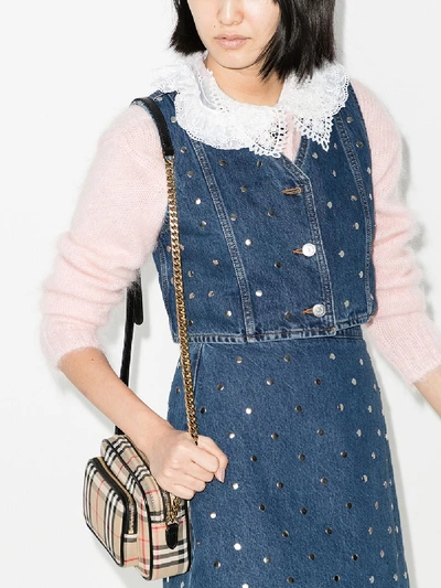 Shop Ganni Studded Denim Vest In Blue