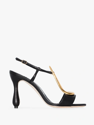 Shop Manolo Blahnik Fulgencia 105 Leather Sandals In Black