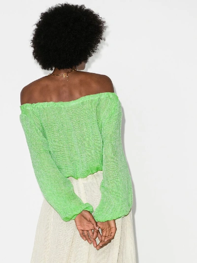 Shop Lisa Marie Fernandez Chios Off-the-shoulder Linen Top In Green