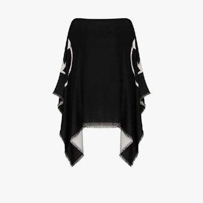 Shop Valentino V Logo Knit Poncho In Black