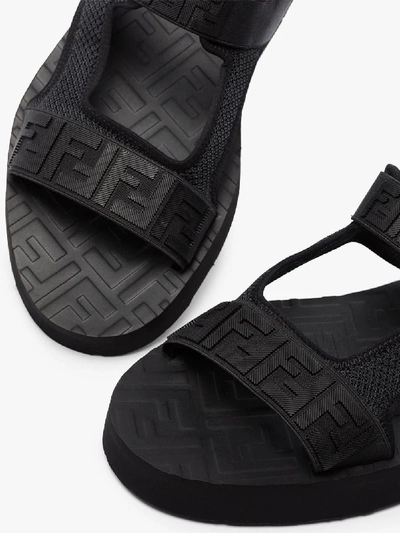 Shop Fendi Black Ff Logo Strap Sandals