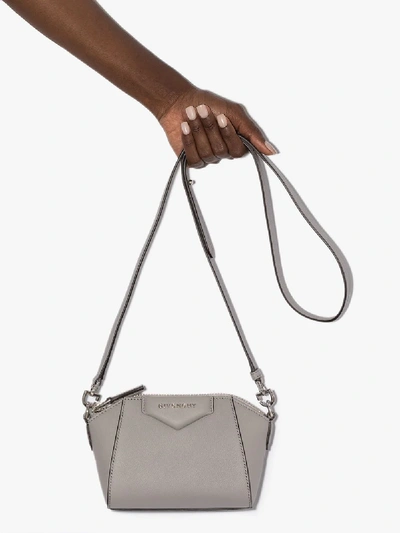 Shop Givenchy Grey Nano Antigona Leather Cross Body Bag