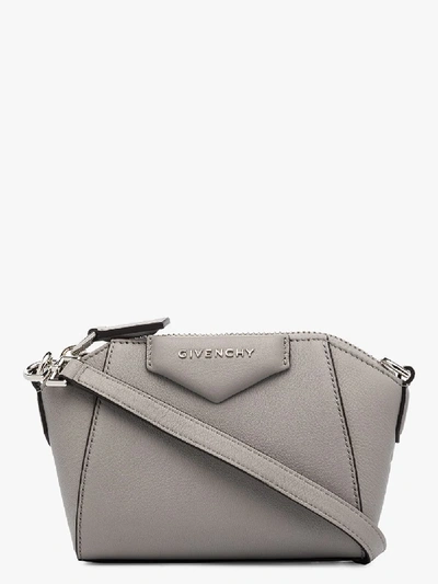 Shop Givenchy Grey Nano Antigona Leather Cross Body Bag