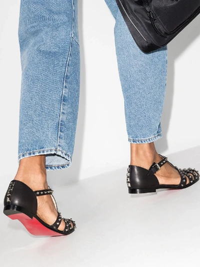 Shop Christian Louboutin Black Loubiclou Cage Leather Sandals