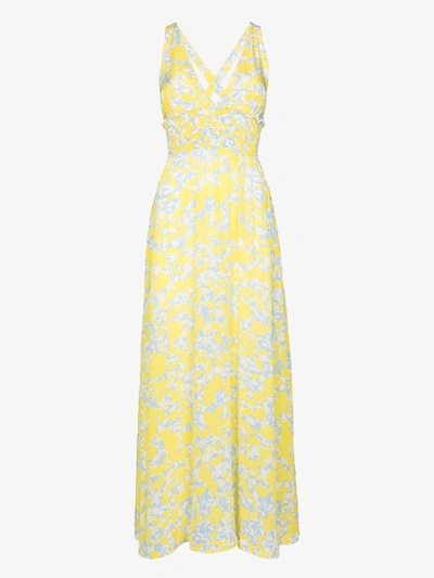 Shop Heidi Klein Cancun Floral Print Silk Maxi Dress In Yellow