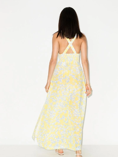 Shop Heidi Klein Cancun Floral Print Silk Maxi Dress In Yellow