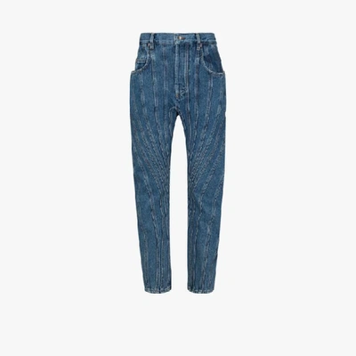 Shop Mugler Seam Detail Boyfriend Jeans In Blue