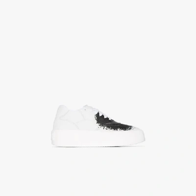 Shop Mm6 Maison Margiela White Paint Splash Flatform Leather Sneakers