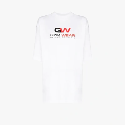 Shop Balenciaga Gym Wear Logo Cotton T-shirt In White