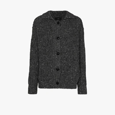 Shop Alanui Fancy Ribbed Knit Cardigan In Grey