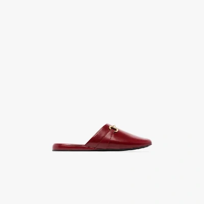 Shop Gucci Red Horsebit Slip-on Leather Loafers