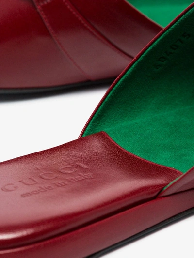 Shop Gucci Red Horsebit Slip-on Leather Loafers