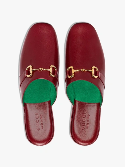 Shop Gucci Red Horsebit Slip-on Leather Loafers