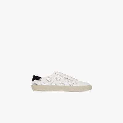 Shop Saint Laurent And Silver Court Classic Sl/06 Star Appliqué Sneakers In White