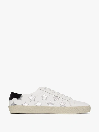 Shop Saint Laurent And Silver Court Classic Sl/06 Star Appliqué Sneakers In White