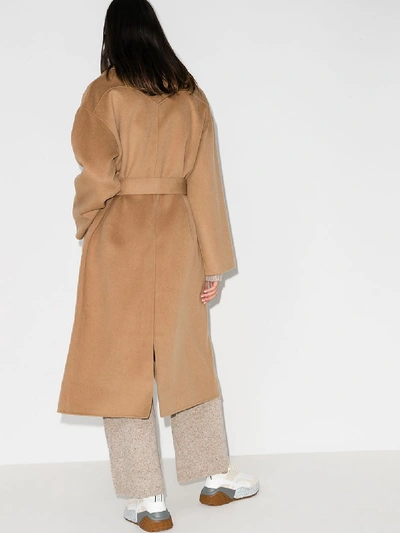 Shop Nanushka Brown Alamo Belted Wool Coat