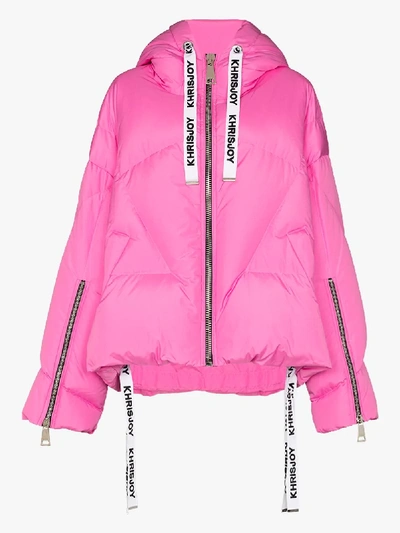 Shop Khrisjoy Pink Khris Iconic Puffer Jacket
