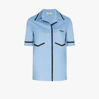 Shop Fendi X Joshua Vides Silk Cotton Shirt In Blue