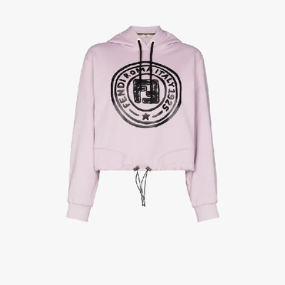 Shop Fendi Graphic Logo-print Hoodie In Pink