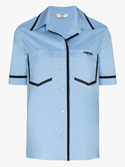 Shop Fendi X Joshua Vides Silk Cotton Shirt In Blue