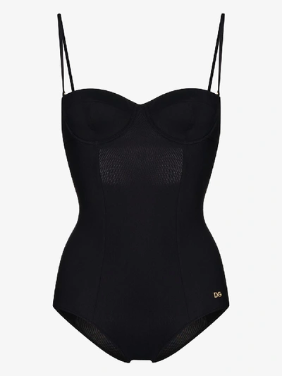 Shop Dolce & Gabbana Black Balconette Swimsuit