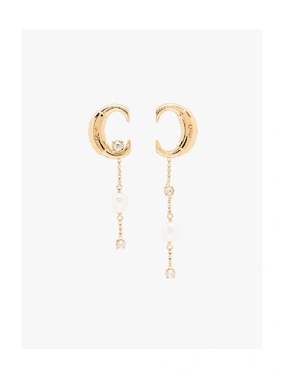 Shop Chloé Gold Tone Darcey Asymmetrical Earrings