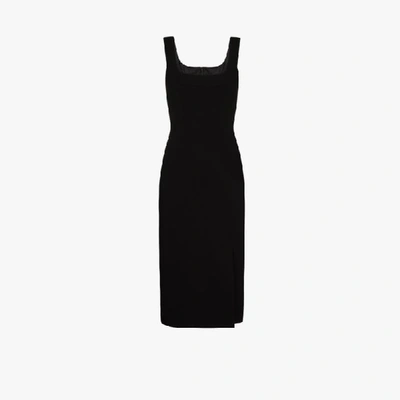 Shop Dolce & Gabbana Black Square Neck Midi Dress