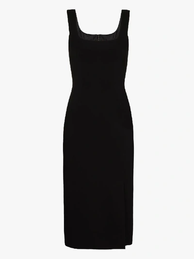 Shop Dolce & Gabbana Black Square Neck Midi Dress