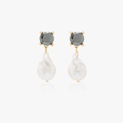 Shop Chloé Gold Tone Baroque Pearl Earrings In Metallic