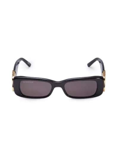 Shop Balenciaga 51mm Rectangular Sunglasses In Black