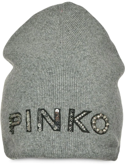 Shop Pinko Logo-embellishment Beanie In Grey