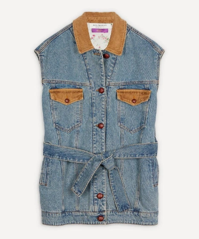 Shop Philosophy Di Lorenzo Serafini Belted Denim Vest In Blue