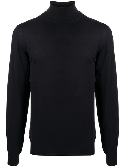 Shop Fedeli Roll Neck Jumper In Blue