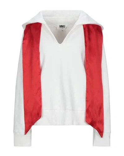 Shop Mm6 Maison Margiela Hooded Sweatshirt In White