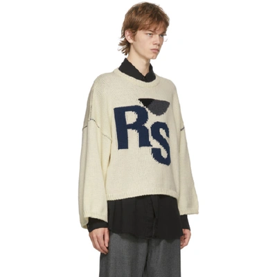 Shop Raf Simons Off-white Oversized 'rs' Sweater In 00013 Ecru