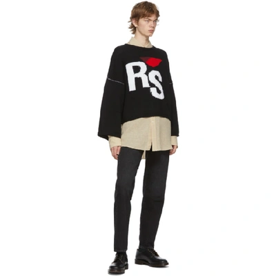 Shop Raf Simons Black Oversized Rs Sweater In 00099 Black