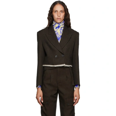Shop Andersson Bell Brown Cropped Double-breasted Camilla Blazer