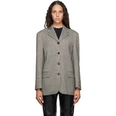 Shop Andersson Bell Brown And Black Houndstooth Four-button Blazer In Beige Check